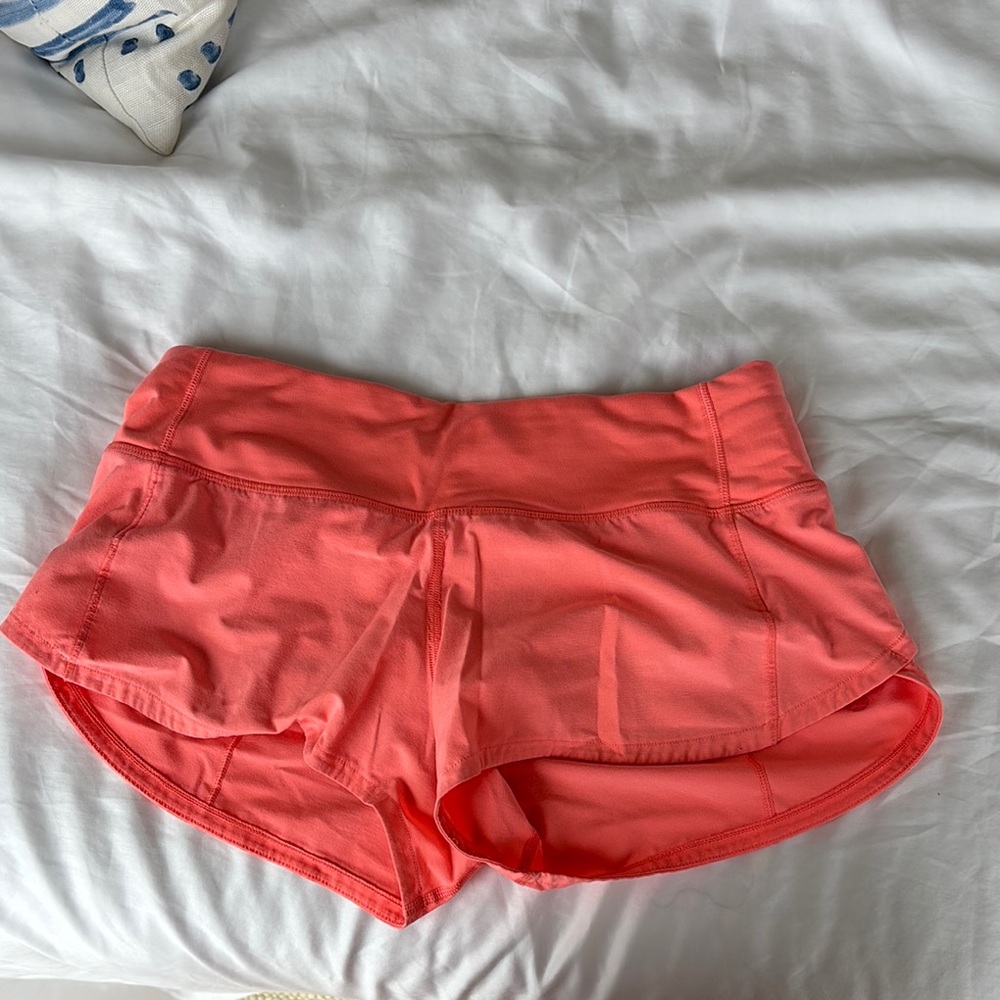 Coral Lululemon women’s shorts size 2